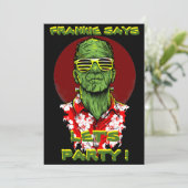 halloween frankenstein - uitnodiging voor strandpa (Staand voorkant)