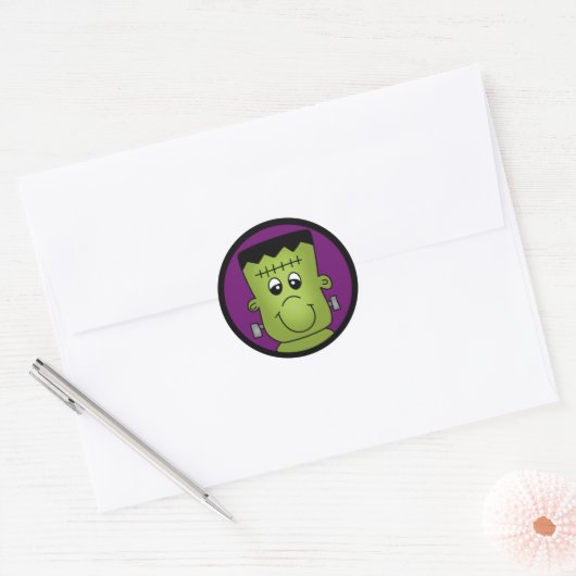 Halloween Frankie Ronde Sticker (Envelop)