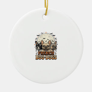 Halloween Franse Boo Honden Grappige Vintage_1 Keramisch Ornament