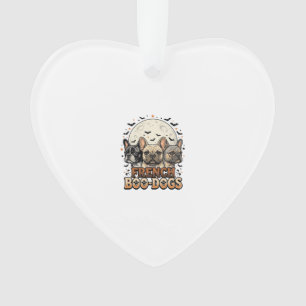 Halloween Franse Boo Honden Grappige Vintage_1 Ornament