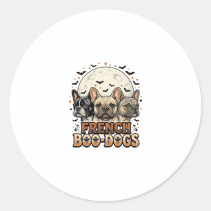 Halloween Franse Boo Honden Grappige Vintage_1 Ronde Sticker