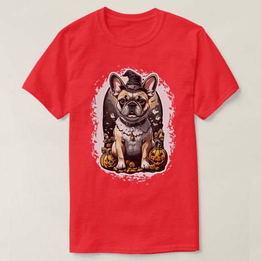 halloween franse buldog 8 t-shirt (Design voorkant)