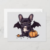 Halloween Franse Bulldog Bat Wings Pumpkins Briefkaart (Voorkant / Achterkant)