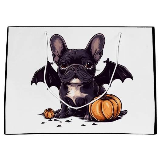 Halloween Franse Bulldog Bat Wings Pumpkins Groot Cadeauzakje (Voorkant)
