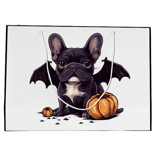 Halloween Franse Bulldog Bat Wings Pumpkins Groot Cadeauzakje (Achterkant)
