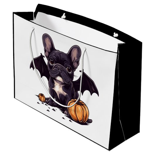 Halloween Franse Bulldog Bat Wings Pumpkins Groot Cadeauzakje (Achterkant Gekanteld)
