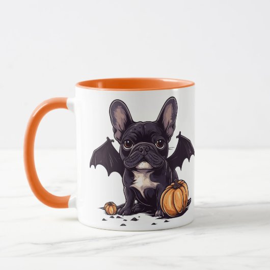 Halloween Franse Bulldog Bat Wings Pumpkins Mok (Links)