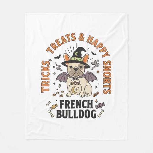 Halloween Franse Bulldog Grappenmaker Fleece Deken (Voorkant)
