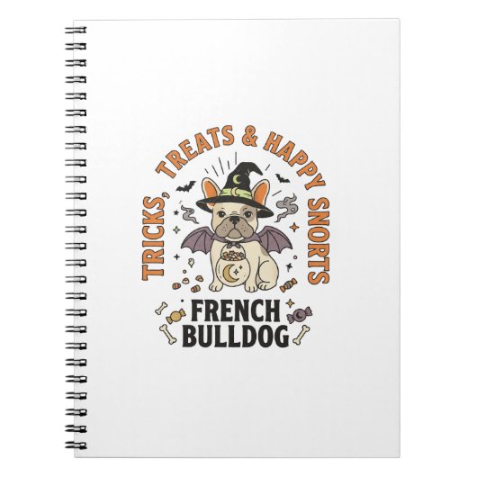 Halloween Franse Bulldog Grappenmaker Notitieboek (Voorkant)