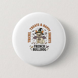 Halloween Franse Bulldog Grappenmaker Ronde Button 5,7 Cm