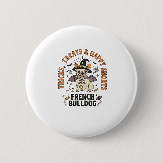 Halloween Franse Bulldog Grappenmaker Ronde Button 5,7 Cm (Voorkant)