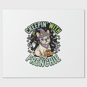 Halloween Franse Bulldog Griezelige Gezel Cadeaupapier