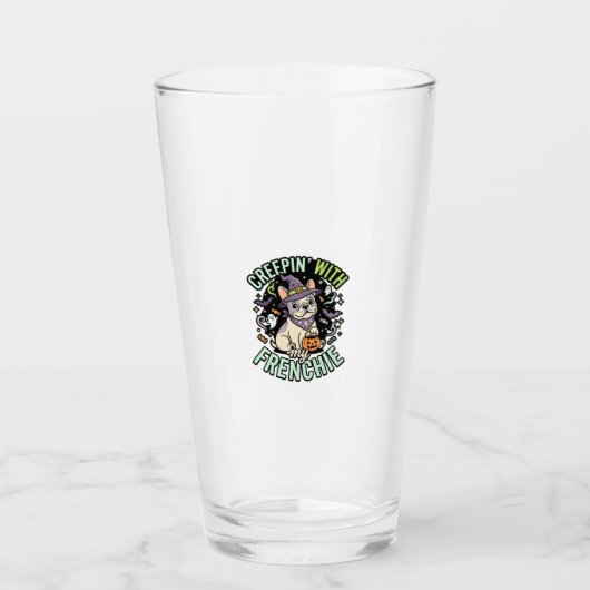 Halloween Franse Bulldog Griezelige Gezel Glas (Voorkant)