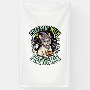 Halloween Franse Bulldog Griezelige Gezel Spandoek