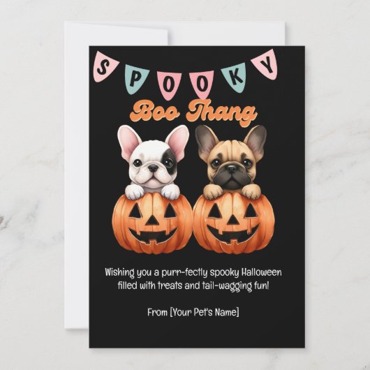 Halloween Franse Bulldog Groeten Feestdagenkaart (Voorkant)
