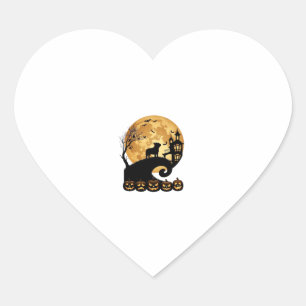 Halloween Franse Bulldog Maan Griezelige Pompoenen Hart Sticker