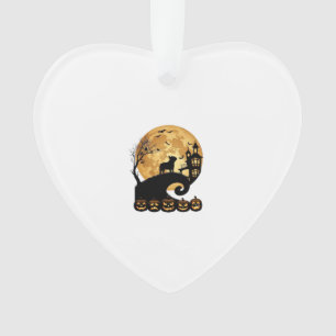 Halloween Franse Bulldog Maan Griezelige Pompoenen Ornament