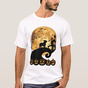 Halloween Franse Bulldog Maan Griezelige Pompoenen T-shirt