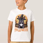 Halloween Franse Bulldog Outfit met heks Pet en T-shirt (Voorkant)