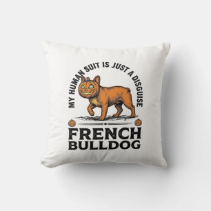 Halloween Franse Bulldog Pompoen Kostuum Shirt_1 Kussen