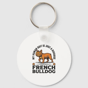 Halloween Franse Bulldog Pompoen Kostuum Shirt_1 Sleutelhanger