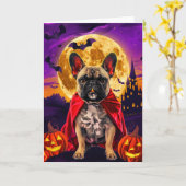 Halloween Franse Bulldog Vampire Pumpkins eng Kaart (Gele Bloem)