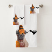 Halloween franse bulldogs badset bad handdoek (Insitu)