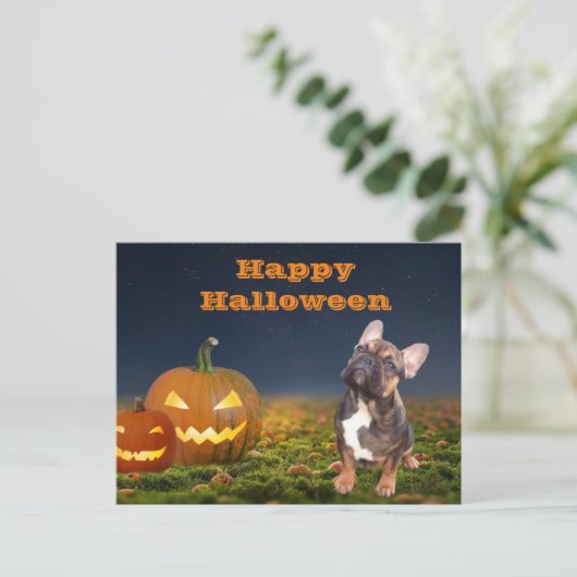 Halloween französische Bulldogge Postkarte Briefkaart (Staand voorkant)