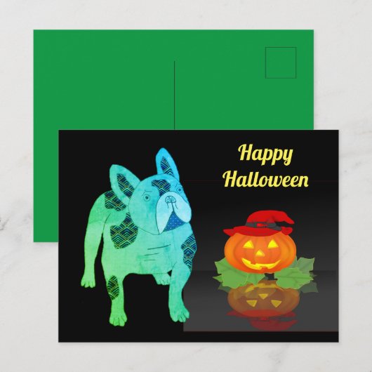 Halloween französische Bulldogge Postkarte Briefkaart (Voorkant / Achterkant)