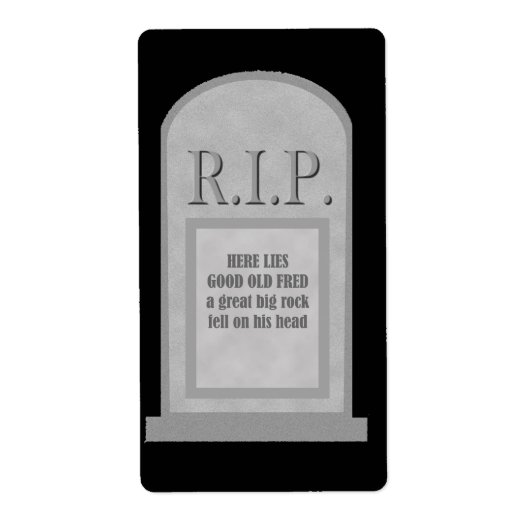 Halloween Fred Tombstone Label (Voorkant)
