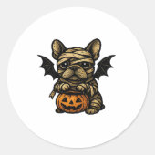 Halloween French Bulldog � Cute Spooky Dog Art Cla Ronde Sticker (Voorkant)