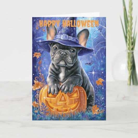 Halloween French Bulldog Dog Feestdagen Kaart (Voorkant)