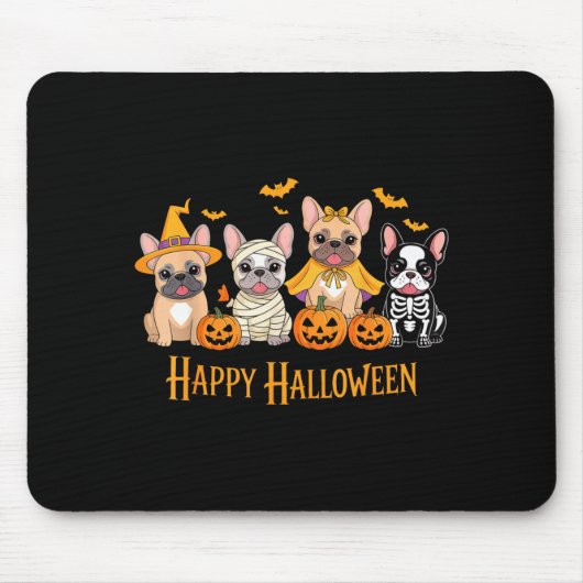 Halloween French Bulldog Dogs Pumpkin Funny  Muismat (Voorkant)