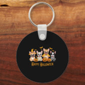 Halloween French Bulldog Dogs Pumpkin Funny Sleutelhanger (Voorkant)