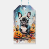 Halloween French bulldog met pompoenen eng Cadeaulabel (Voorkant)