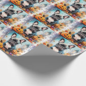 Halloween French bulldog met pompoenen eng Cadeaupapier (Hoek)