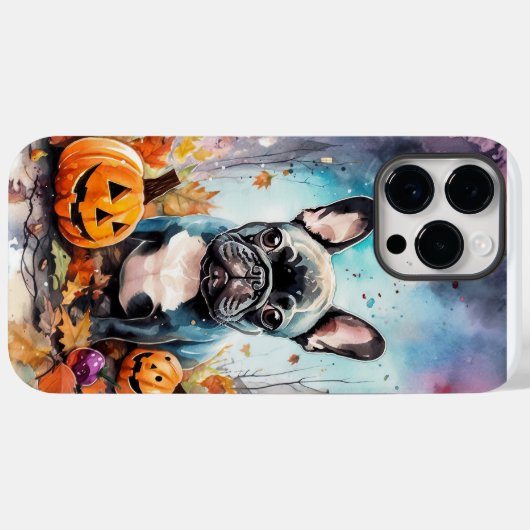 Halloween French bulldog met pompoenen eng Case-Mate iPhone Case (Achterkant (horizontaal))
