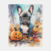 Halloween French bulldog met pompoenen eng Fleece Deken (Voorkant)