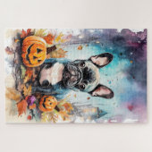 Halloween French bulldog met pompoenen eng Legpuzzel (Horizontaal)