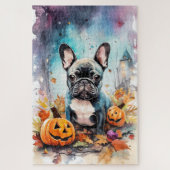 Halloween French bulldog met pompoenen eng Legpuzzel (Verticaal)