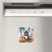 Halloween French bulldog met pompoenen eng Magneet (Insitu (Vaatwasser))