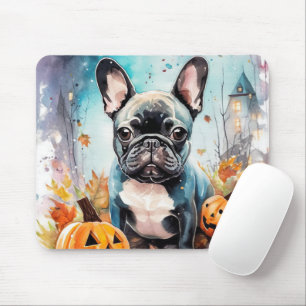 Halloween French bulldog met pompoenen eng Muismat