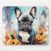 Halloween French bulldog met pompoenen eng Muismat (Voorkant)