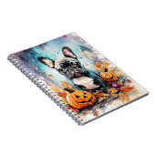 Halloween French bulldog met pompoenen eng Notitieboek (Rechterzijde)