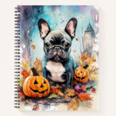 Halloween French bulldog met pompoenen eng Notitieboek (Voorkant)