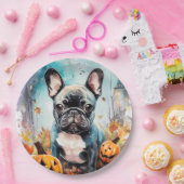 Halloween French bulldog met pompoenen eng Papieren Bordje (Feest)