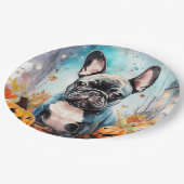 Halloween French bulldog met pompoenen eng Papieren Bordje (Gekanteld)