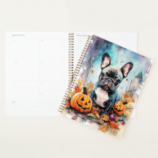 Halloween French bulldog met pompoenen eng Planner