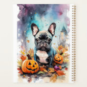 Halloween French bulldog met pompoenen eng Planner (Achterkant)