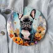 Halloween French bulldog met pompoenen eng Ronde Button 6,0 Cm (In situ)